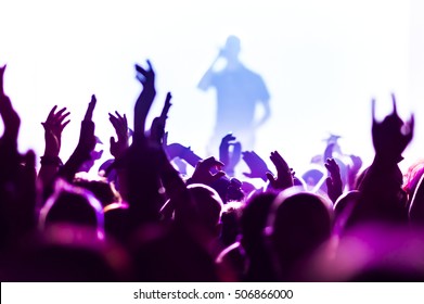 Close Up Of Hands Of A Young Woman At Concert, Small Depth Of View, 