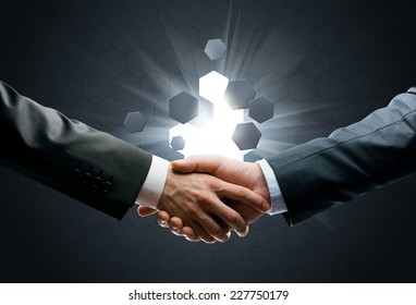 Close Up Of Handshake Of Business People. Concept Of Trustworthy Relations And Business Cooperation