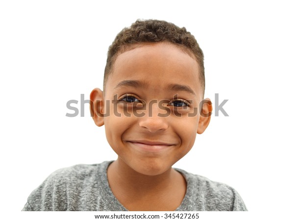 Close Happy Smiling Boy Short Curly Stock Photo Edit Now 345427265