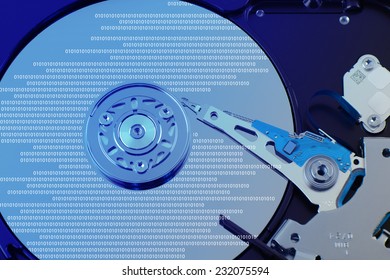 close up of hard disk with abstract reflection