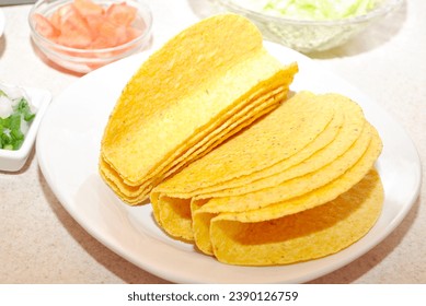 Close Up of Hard Taco Shells