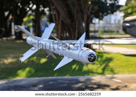 Close up header of AIM-9 Sidewinder a short-range Air To Air infrared Seeking Missile.