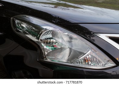 Close up headlights of car background and texture