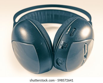 Close up of a headphone.
