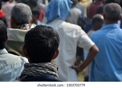 Close Up Of Heads Of People From Behind Looking Ahead, Selective Focusing