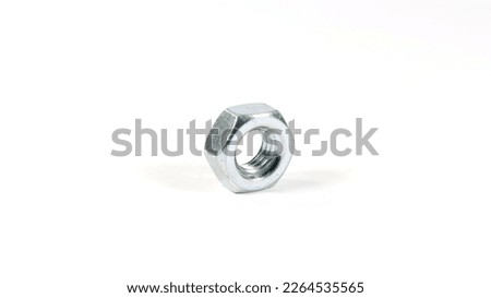 close up hexagonal nut on a white background
