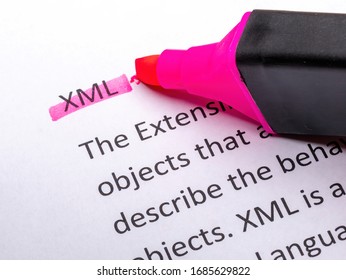Close Up of Highlighting Specific Word XML Extensible Markup Language