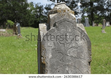 Close up of Historic Headstone in Rural East TX Cemetery