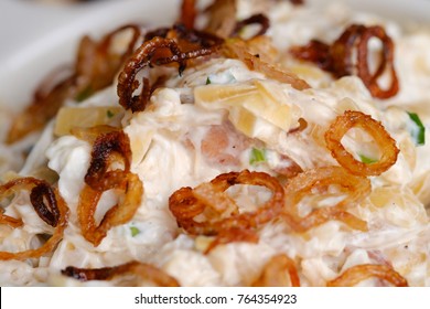 Close Up Homemade    Caramelized Onion, Crab And Bacon Dip. (selective Focus)