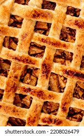 Close Up Of The Homemade Lattice Apple Pie Crust 