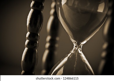 close up of hourglass clock
