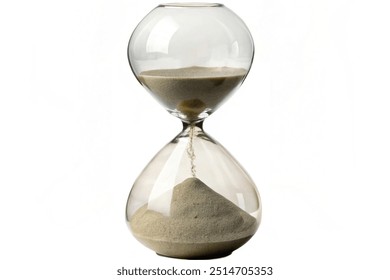 Close up of an hourglass. on white background, sandglass isolated