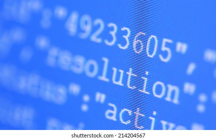 Close up of HTML codes on LED screen