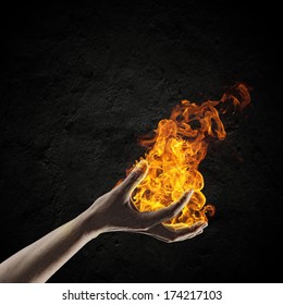 Close Human Hand Holding Fire Flame Stock Photo 174217103 | Shutterstock