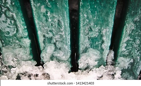 Close Up Of Ice Build Up On A Patio Chair