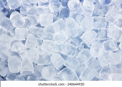 Close Up Ice Cube In Blue Cooler Box