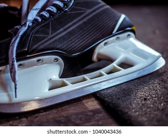 Close Up Of Ice Hockey Skates Blade 