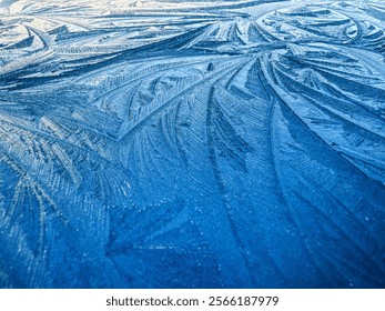 Close up of ice patterns in winter with space for copy
