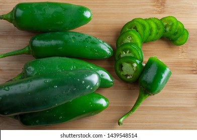 Close Up Image Of Chile On A Wooden Cutting Board Close Up Macro Photography, Jalapeño Or Jalapeno Peppers