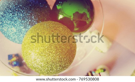 Close up image of christmas ornaments/ Selective focus,Vintage style

