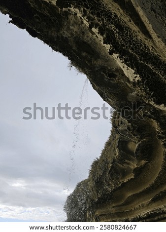 Close up image of Coastal cliffs on the west coast of the south island in New zealand. Dramatic cliffs with major ersoion. Rock forms downunder. Image of steep coastal cliffs eroding rapidly