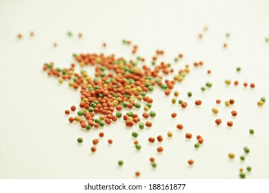 Close Up Image Of Colorful Fish Food Pellets