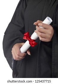 Close Up Image Of Female Hand Holding Diploma