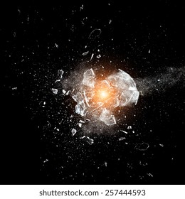 Close Up Image Of Glass Ball  Explosion