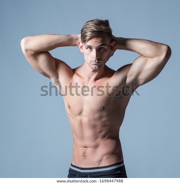 Close Image Male Fitness Model Flexing Stock Photo 1698447988 ...