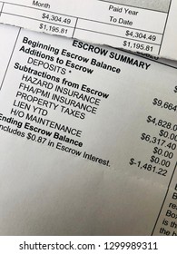 Close Up Image Of A Mortgage Escrow Analysis