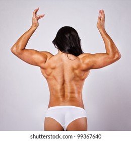 Rear View Masculine Man Flexing His Stock Photo (Edit Now) 1779798617