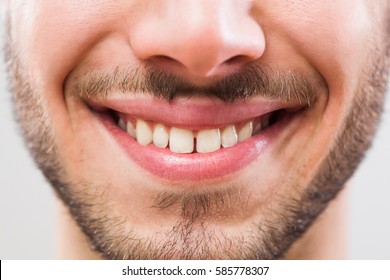 Close Up Image Of Perfect Male Teeth. 