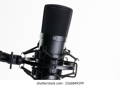 A Close Up Image Of Proffesional Studio Mic Isolated On The White Background