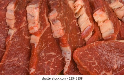 Close Up Image Of Raw Scotch Fillet Steak.