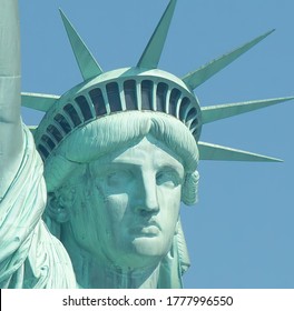 Close Image Statue Liberty Face Crown Stock Photo (Edit Now) 1777996550