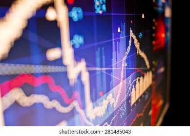 Close up image of stock market data on a monitor.