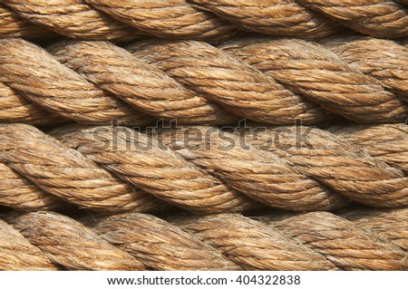 the close up image of twisted natural fibre rope