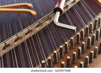 A Close Up Image Of A Ukrainian Tsymbaly Instrument.