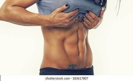 Close image of woman abs