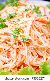 Close Up Of Imitation Crab Meat Salad