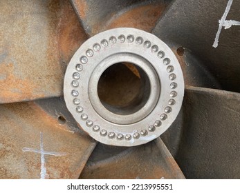 Close Impeller Of Centrifugal Pump.Close Up Bore Impeller.