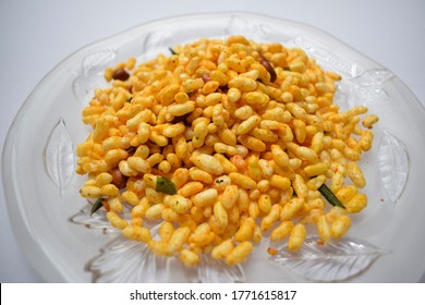 Close up of Indian snack Bhel or Churumuri or Churmuri made of Puffed rice is traditional popular Snack healthy often sold in Mumbai streetfood often for Munching
