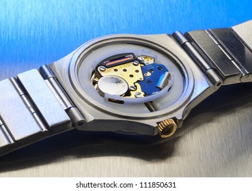 Close Up Of Insides Of A Quartz Watch