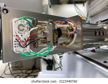 Close Up Of An Ion Source Assembly In An Opened Mass Spectrometer. Selected Focus.