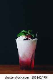 Close Up Italian Cream Soda Over Dark Background.