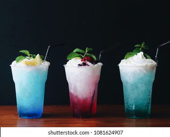 Close Up Italian Cream Soda Over Dark Background.