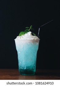 Close Up Italian Cream Soda Over Dark Background.