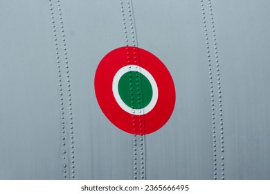 Close up of Italian Flag on a cargo of Italian Air force