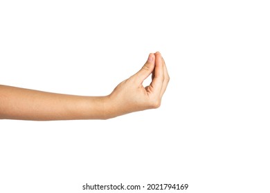 close up of Italian right hand gesture with white background. - Shutterstock ID 2021794169