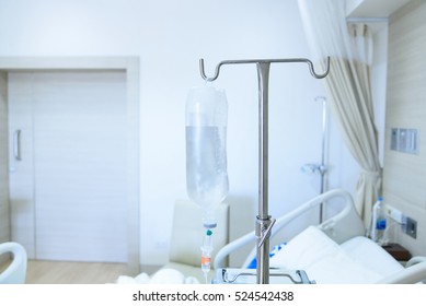 Close up IV set in patient room.Medical equipment concept. - Shutterstock ID 524542438